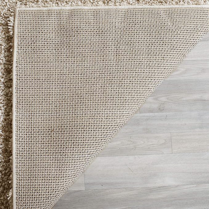 SAFAVIEH Santa Monica Shag Collection 3' x 5' Beige SGN725 Solid Non-Shedding Living Room Bedroom Dining Room Entryway Plush 2-inch Thick Area Rug