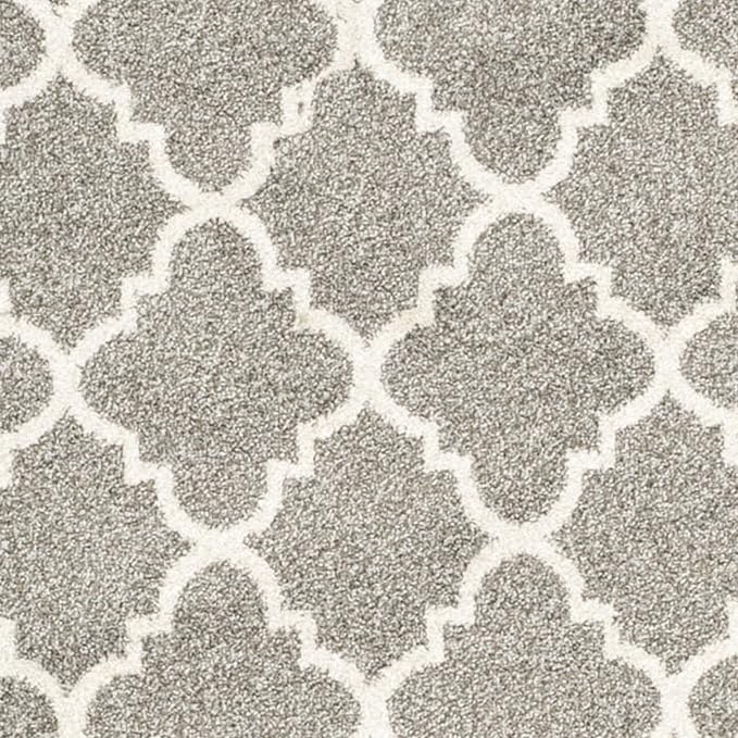 SAFAVIEH Amherst Collection 7' Round Dark Grey/Beige AMT422R Moroccan Trellis Non-Shedding Dining Room Entryway Foyer Living Room Bedroom Area Rug