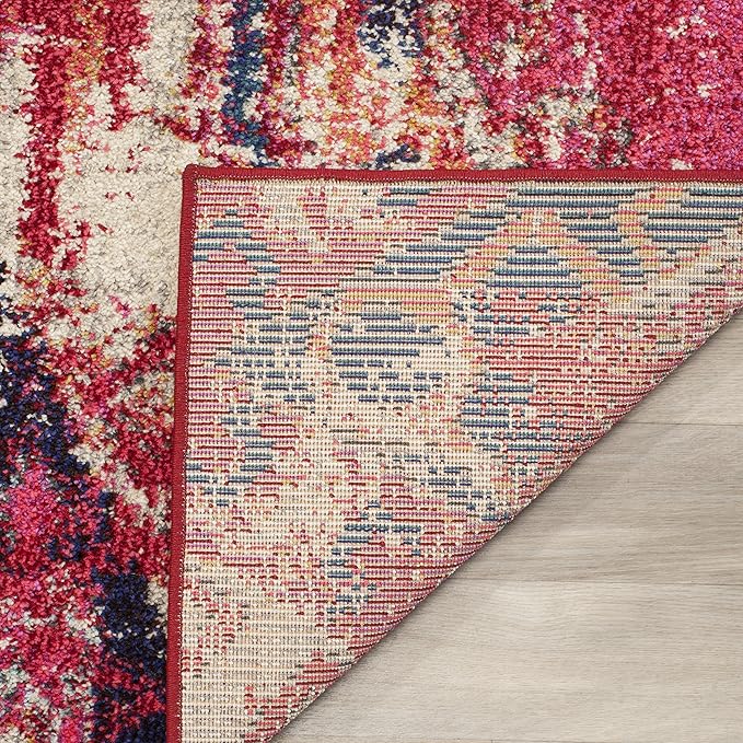 SAFAVIEH Monaco Collection X-Large Area Rug - 11' x 15', Magenta & Multi, Boho Chic Tribal Distressed Design, Non-Shedding & Easy Care, Ideal for High Traffic Areas in Living Room, Bedroom (MNC222D)
