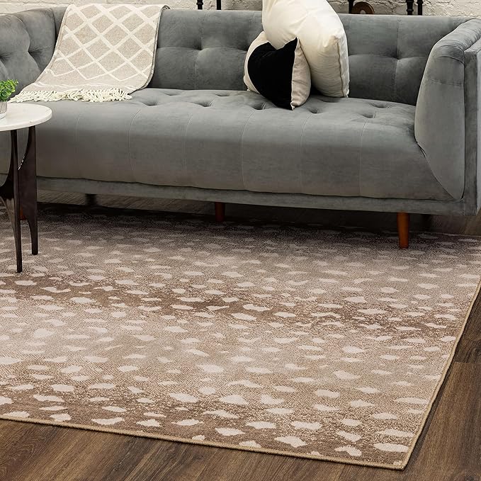 Mohawk Home Antelope Animal Print Beige 8' x 10' Area Rug Perfect for Kitchen, Living Room, Dining Room