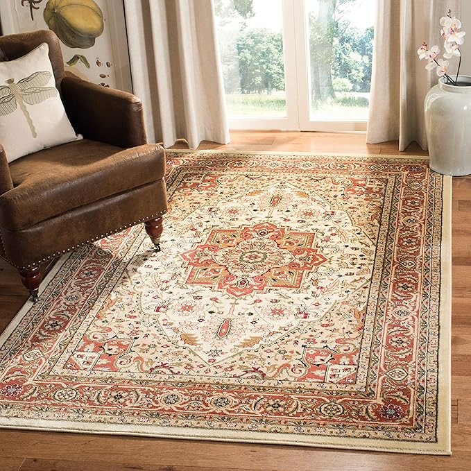 SAFAVIEH Lyndhurst Collection Accent Rug - 3'3" x 5'3", Ivory & Rust, Traditional Oriental Design, Non-Shedding & Easy Care, Ideal for High Traffic Areas in Entryway, Living Room, Bedroom (LNH330R)