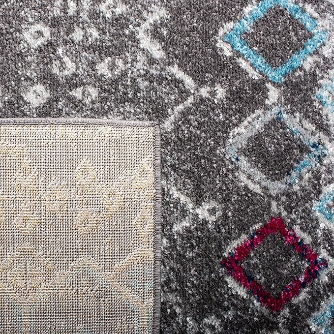 SAFAVIEH Amsterdam Collection Accent Rug - 2'3" x 4', Dark Grey & Ivory, Moroccan Boho Design, Non-Shedding & Easy Care, Ideal for High Traffic Areas in Entryway, Living Room, Bedroom (AMS108H)