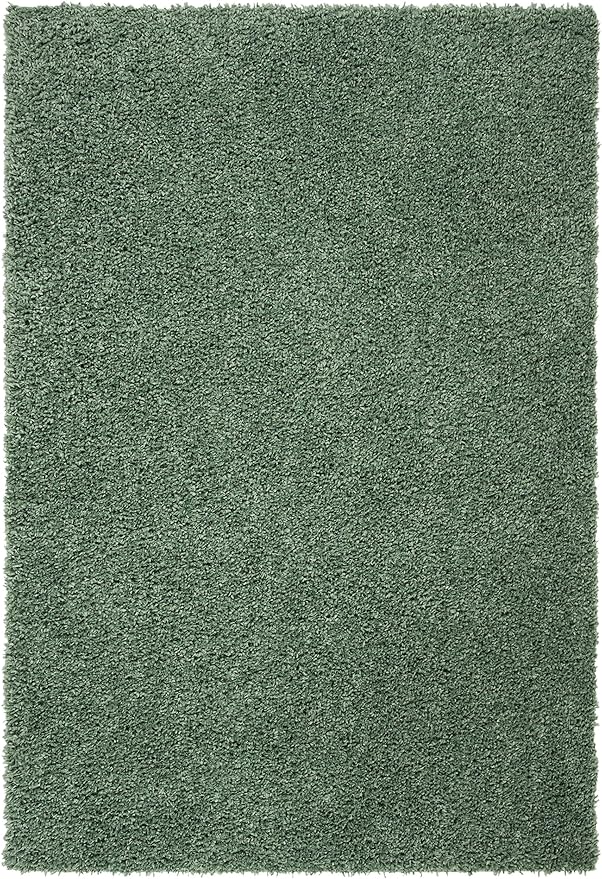 SAFAVIEH August Shag Collection Accent Rug - 4' x 6', Green, Solid Design, Non-Shedding & Easy Care, 1.5-inch Thick Ideal for High Traffic Areas in Entryway, Living Room, Bedroom (AUG200Y)