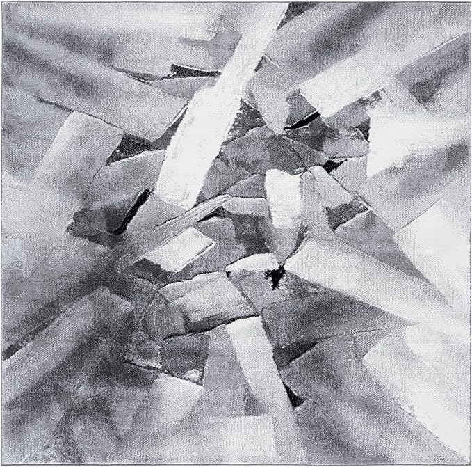 SAFAVIEH Porcello Collection Area Rug - 7' Square, Ivory & Grey, Modern Abstract Design, Non-Shedding & Easy Care, Ideal for The Living Room, Dining Room Bedroom (PRL6937F)