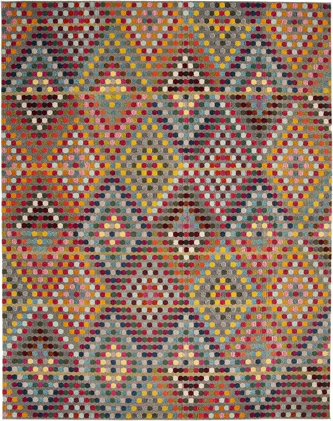SAFAVIEH Monaco Collection Area Rug - 9' x 12', Multi & Beige, Boho Diamond Design, Non-Shedding & Easy Care, Ideal for High Traffic Areas in Living Room, Bedroom (MNC204F)