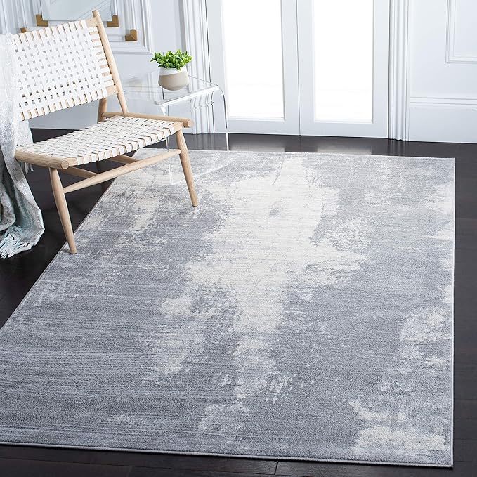 SAFAVIEH Jasper Collection Area Rug - 6' x 9', Light Grey & Ivory, Modern Abstract Design, Non-Shedding & Easy Care, Ideal for High Traffic Areas in Living Room, Bedroom (JSP101F)