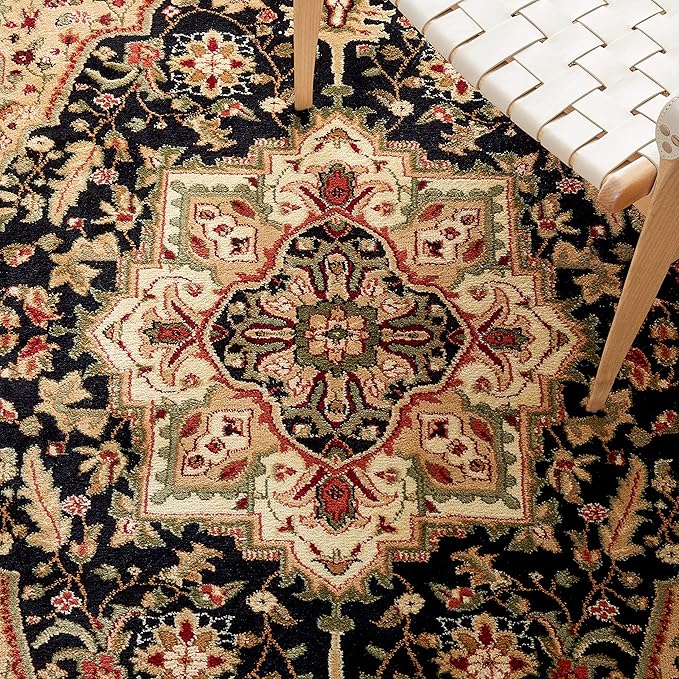 SAFAVIEH Lyndhurst Collection Area Rug - 6' Square, Black & Beige, Traditional Oriental Design, Non-Shedding & Easy Care, Ideal for High Traffic Areas in Living Room, Bedroom (LNH330Z)