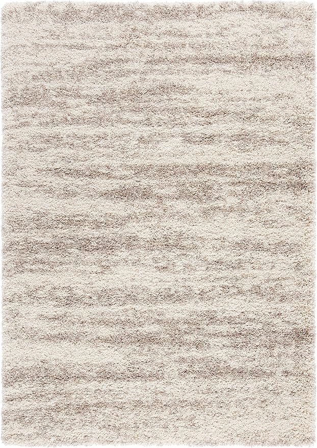 SAFAVIEH Hudson Shag Collection Accent Rug - 4' x 6', Ivory & Beige, Modern Design, Non-Shedding & Easy Care, 2-inch Thick Ideal for High Traffic Areas in Entryway, Living Room, Bedroom (SGH206B)
