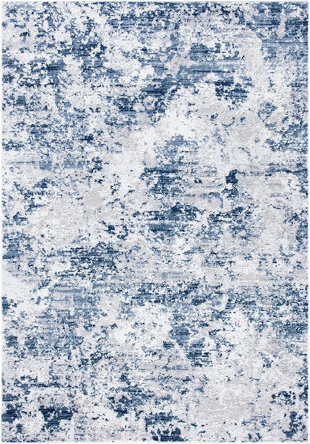 SAFAVIEH Amelia Collection Area Rug - 5'3" x 7'6", Navy & Grey, Modern Abstract Design, Non-Shedding & Easy Care, Ideal for High Traffic Areas in Living Room, Bedroom (ALA705N)