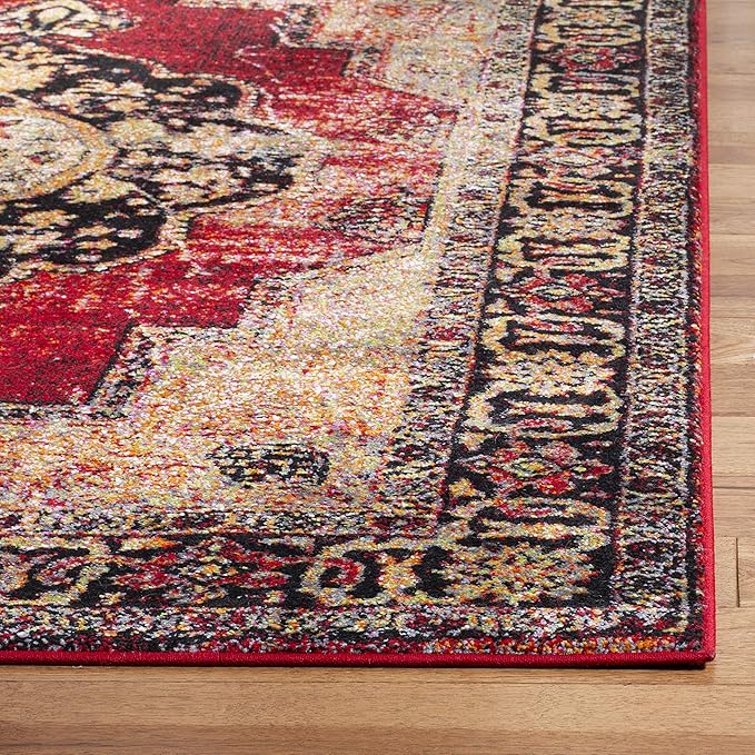 SAFAVIEH Vintage Hamadan Collection Area Rug - 5'3" x 7'6", Red & Multi, Oriental Traditional Persian Design, Non-Shedding & Easy Care, Ideal for High Traffic Areas in Living Room, Bedroom (VTH219A)