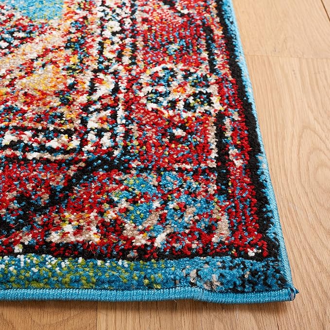 SAFAVIEH Vintage Hamadan Collection Area Rug - 6'7" Square, Turquoise & Black, Traditional Oriental Design, Non-Shedding & Easy Care, Ideal for High Traffic Areas in Living Room, Bedroom (VTH204K)