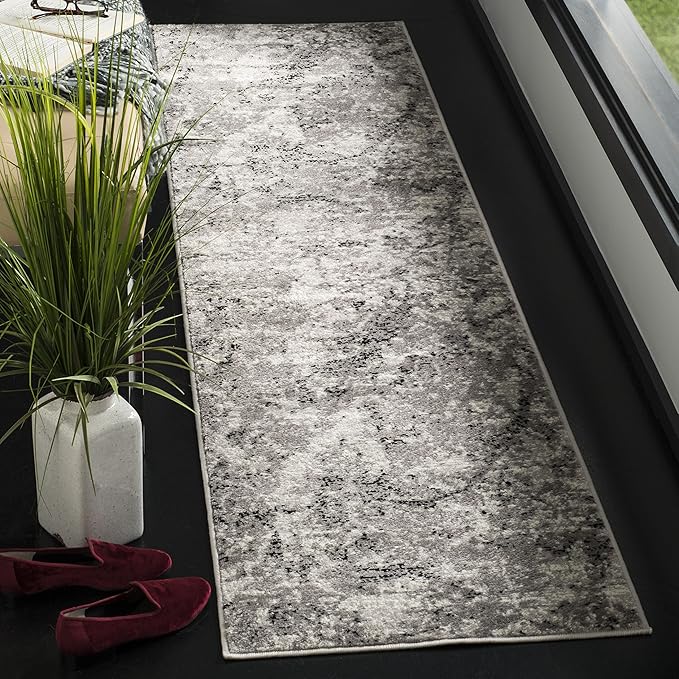 SAFAVIEH Skyler Collection 2' x 20' Grey/Ivory SKY186K Modern Abstract Non-Shedding Living Room Dining Entryway Foyer Hallway Runner Rug