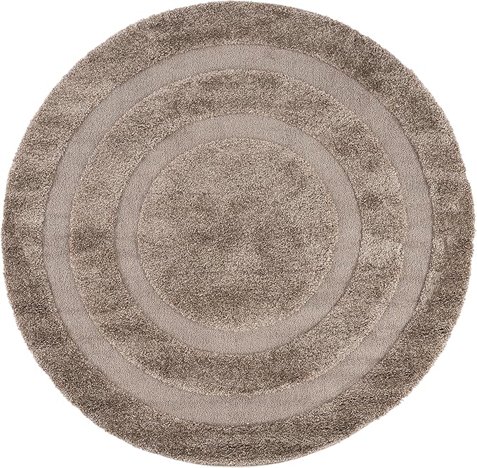 SAFAVIEH Florida Shag Collection Area Rug - 8' Round, Beige & Beige, Non-Shedding, 1.2-inch Thick, Ideal for Living Room, Bedroom, Home Office, Dining Space (SG454-1313-8R)