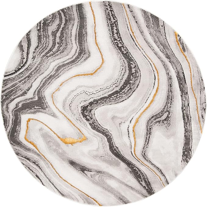 SAFAVIEH Craft Collection 12' Round Grey/Gold CFT819F Modern Abstract Non-Shedding Living Room Bedroom Area Rug