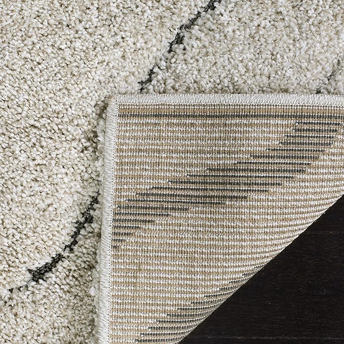 SAFAVIEH Florida Shag Collection Accent Rug - 4' x 6', Cream & Grey, Non-Shedding & Easy Care, 1.2-inch Thick Ideal for High Traffic Areas in Entryway, Living Room, Bedroom (SG472-1180)