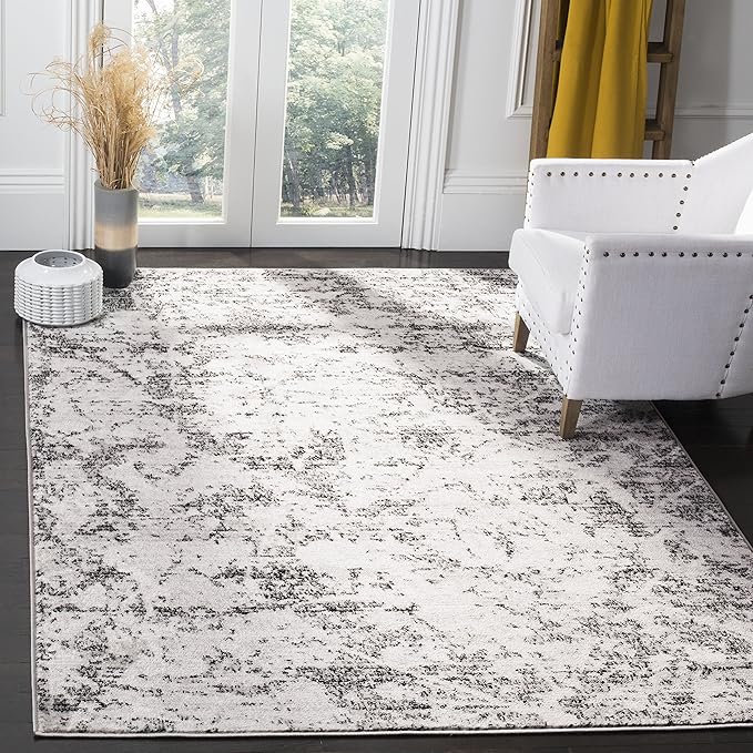 SAFAVIEH Skyler Collection 4' x 6' Charcoal / Ivory SKY186L Modern Abstract Non-Shedding Living Room Bedroom Accent Rug