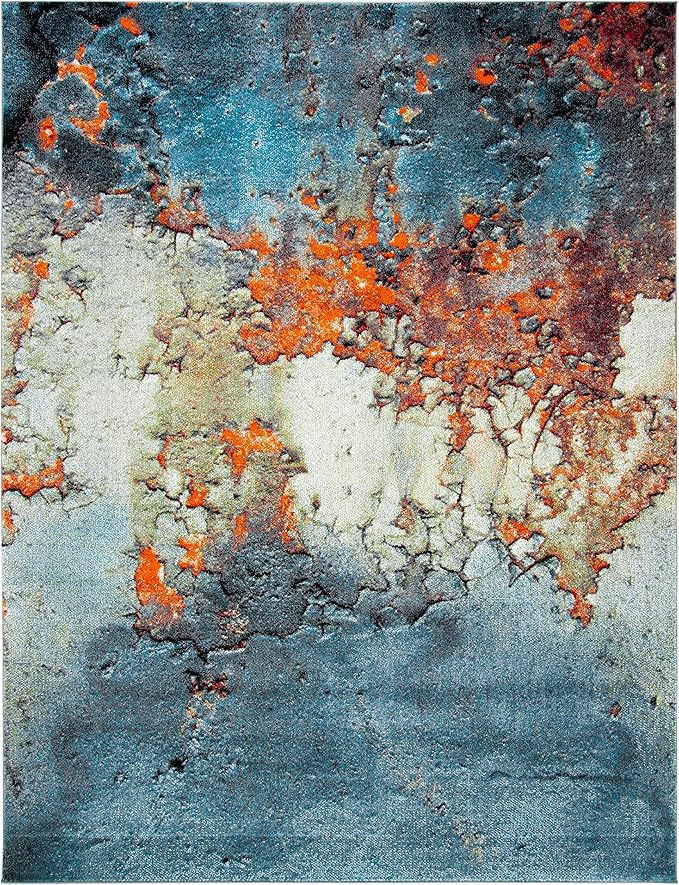 SAFAVIEH Glacier Collection 11' x 15' Blue/Multi GLA125B Modern Abstract Non-Shedding Living Room Bedroom Dining Home Office Area Rug
