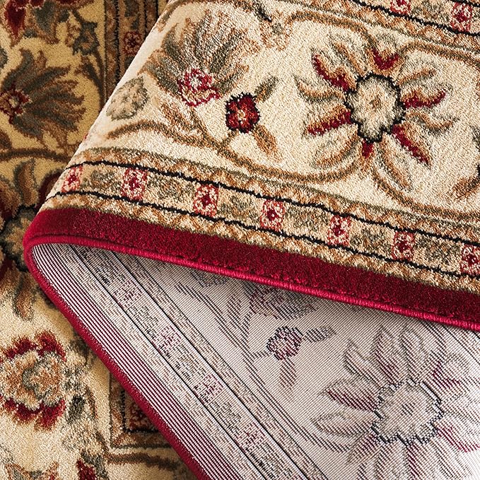 SAFAVIEH Lyndhurst Collection Area Rug - 8' x 11', Red & Ivory, Traditional Oriental Design, Non-Shedding & Easy Care, Ideal for High Traffic Areas in Living Room, Bedroom (LNH212F)