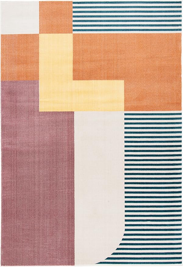 SAFAVIEH Orwell Collection Accent Rug - 2'2" x 5', Rust & Yellow, Mid-Century Modern Abstract Design, Non-Shedding & Easy Care, Ideal for High Traffic Areas in Entryway, Living Room, Bedroom (ORW368P)