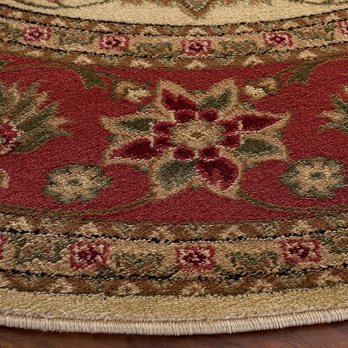 SAFAVIEH Lyndhurst Collection 8' Round Ivory/Rust LNH212R Traditional Oriental Non-Shedding Living Room Bedroom Area Rug