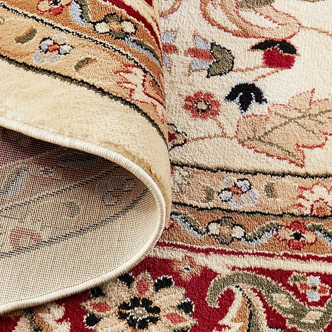 SAFAVIEH Lyndhurst Collection 10' Round Ivory/Red LNH330A Traditional Oriental Non-Shedding Dining Room Entryway Foyer Living Room Bedroom Area Rug