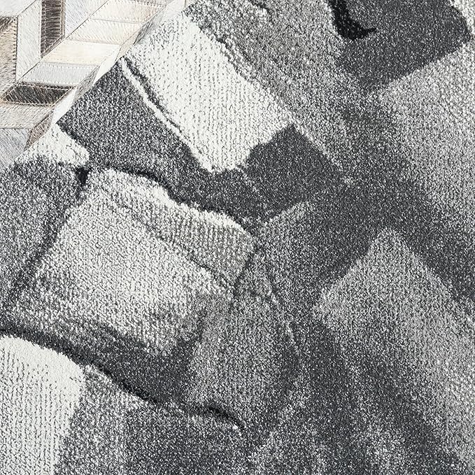 SAFAVIEH Porcello Collection Area Rug - 5'3" x 7'6", Ivory & Grey, Modern Abstract Pattern, Non-Shedding & Easy Care, Ideal for Living Room, Foyer, Bedroom (PRL6937F-5)