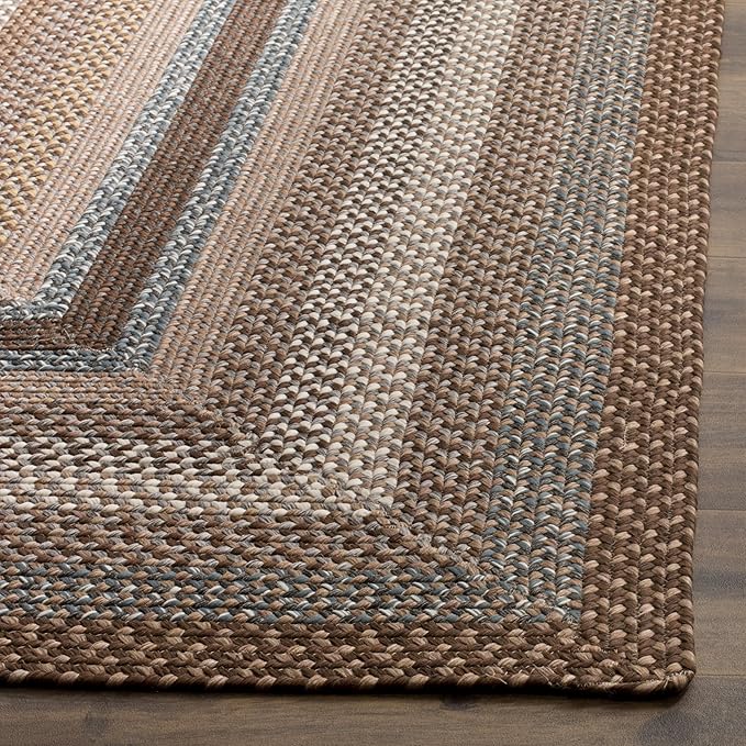 SAFAVIEH Washable Rug Outdoor Braided Collection - 2'3" x 6' Runner, Brown & Multi, Handmade & Reversible, Non-Shedding & Easy to Clean, Ideal for Patio, Backyard, Mudroom (BRD313A)