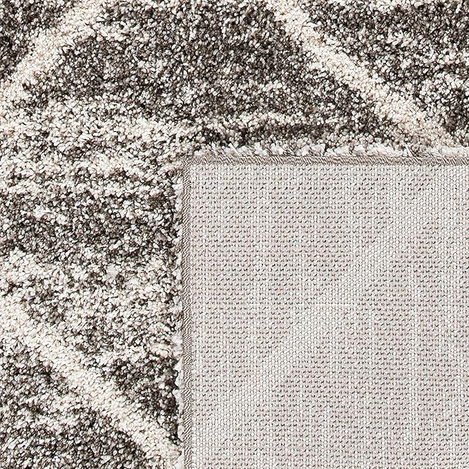 SAFAVIEH Hudson Shag Collection Area Rug - 7' Square, Distressed Grey & Ivory, Trellis Design, Non-Shedding & Easy Care, 2-inch Thick Ideal for High Traffic Areas in Living Room, Bedroom (SGH281K)