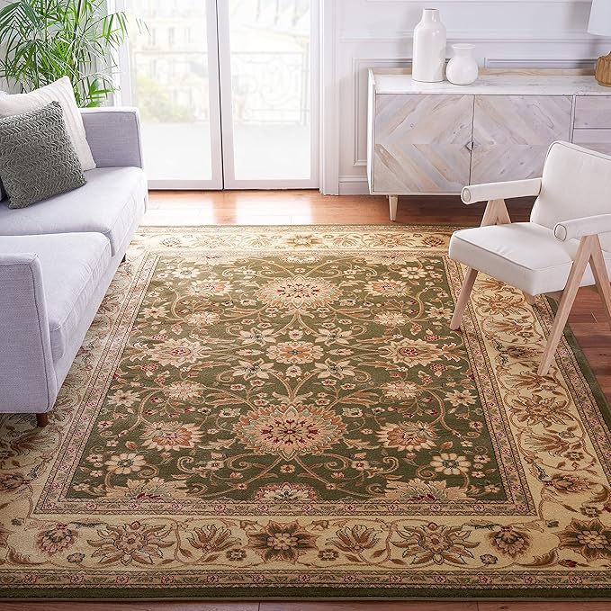 SAFAVIEH Lyndhurst Collection Area Rug - 6' Square, Sage & Ivory, Traditional Oriental Design, Non-Shedding & Easy Care, Ideal for High Traffic Areas in Living Room, Bedroom (LNH212C)