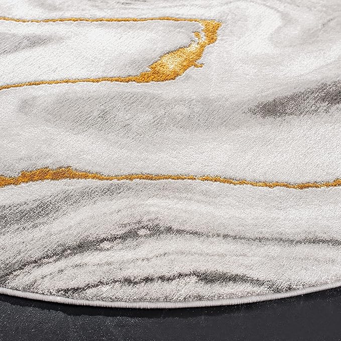 SAFAVIEH Craft Collection 11' Round Grey / Gold CFT819F Modern Abstract Non-Shedding Dining Room Entryway Foyer Living Room Bedroom Area Rug