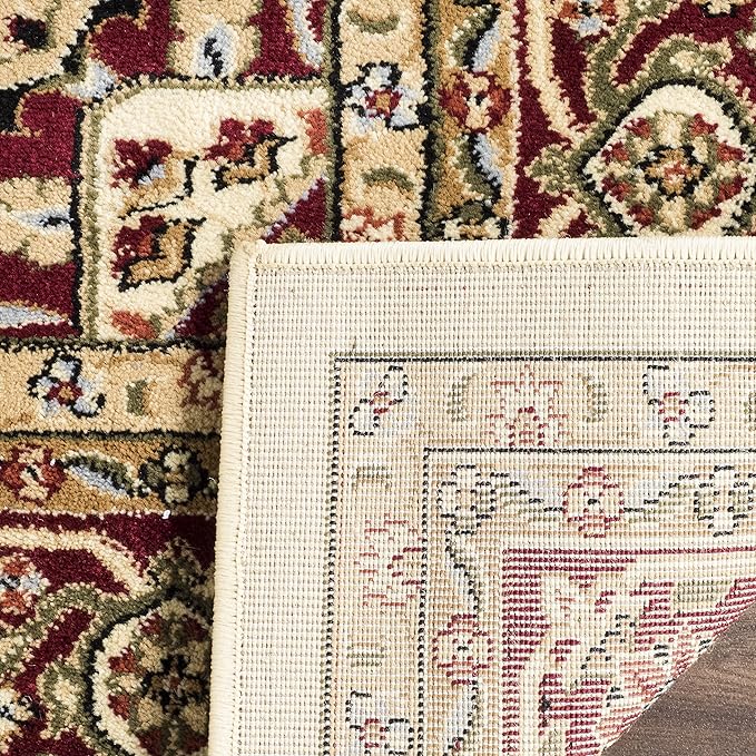 SAFAVIEH Lyndhurst Collection Area Rug - 3'3" Square, Ivory & Red, Traditional Oriental Design, Non-Shedding & Easy Care, Ideal for High Traffic Areas in Living Room, Bedroom (LNH330A)