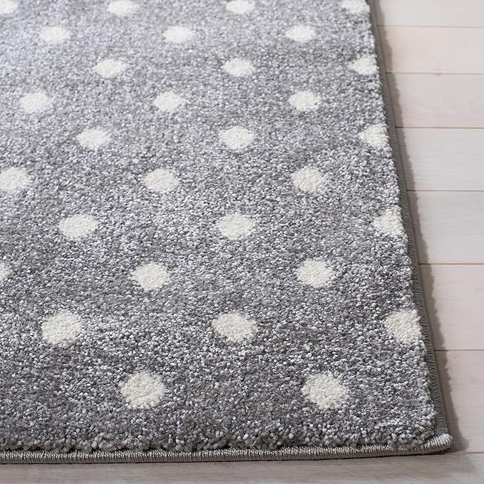 SAFAVIEH Carousel Kids Collection Accent Rug - 4' x 6', Grey & Ivory & Pink, Non-Shedding & Easy Care, Ideal for High Traffic Areas for Boys & Girls in Playroom, Nursery, Bedroom (CRK163G)