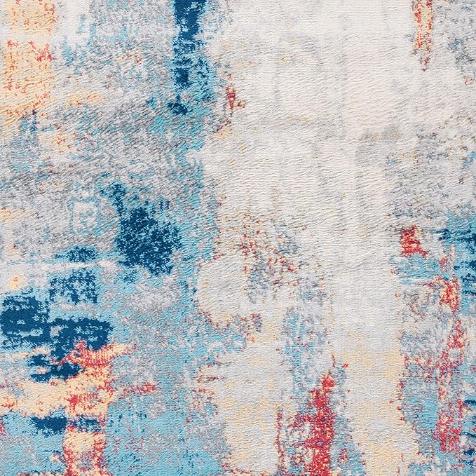 SAFAVIEH Jasper Collection Runner Rug - 2' x 8', Grey & Red, Modern Abstract Design, Non-Shedding & Easy Care, Ideal for High Traffic Areas in Living Room, Bedroom (JSP101C)