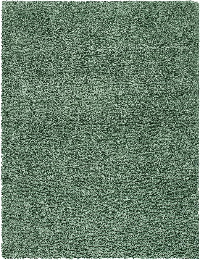 SAFAVIEH August Shag Collection Area Rug - 9' x 12', Green, Solid Design, Non-Shedding & Easy Care, 1.5-inch Thick Ideal for High Traffic Areas in Living Room, Bedroom (AUG200Y)