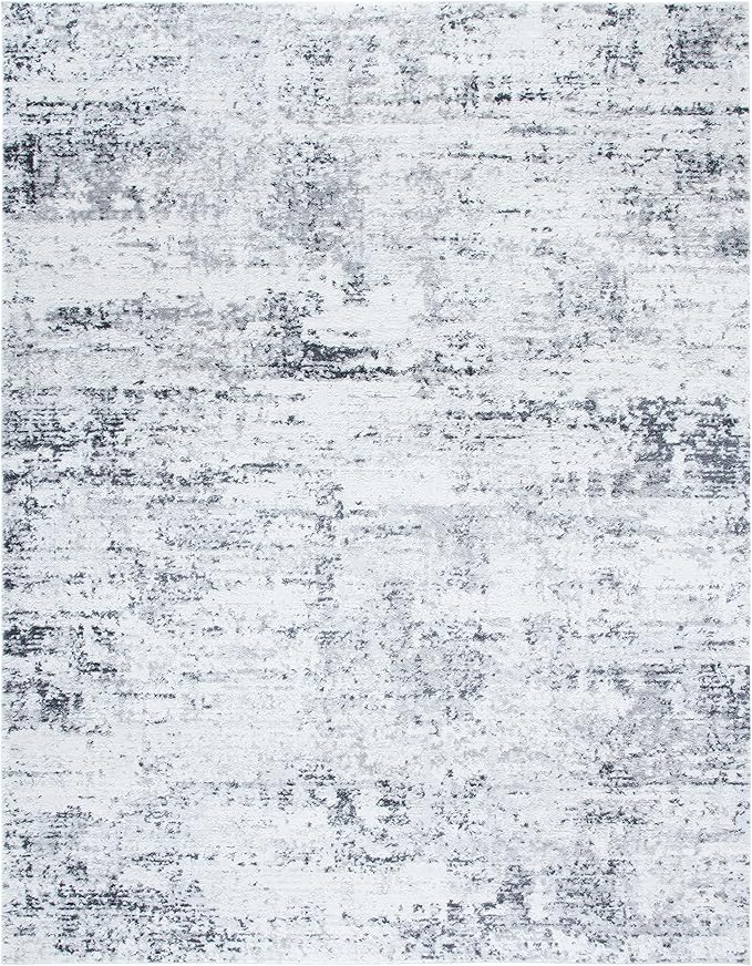 SAFAVIEH Amelia Collection X-Large Area Rug - 12' x 18', Ivory & Grey, Modern Abstract Design, Non-Shedding & Easy Care, Ideal for High Traffic Areas in Living Room, Bedroom (ALA700C)