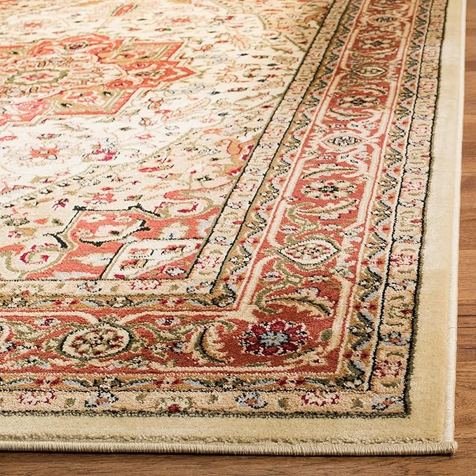 SAFAVIEH Lyndhurst Collection Area Rug - 8' x 10', Ivory & Rust, Traditional Oriental Design, Non-Shedding & Easy Care, Ideal for High Traffic Areas in Living Room, Bedroom (LNH330R)
