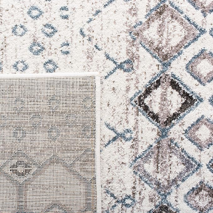 SAFAVIEH Amsterdam Collection X-Large Area Rug - 11' x 15', Ivory & Grey, Moroccan Boho Design, Non-Shedding & Easy Care, Ideal for High Traffic Areas in Living Room, Bedroom (AMS108A)