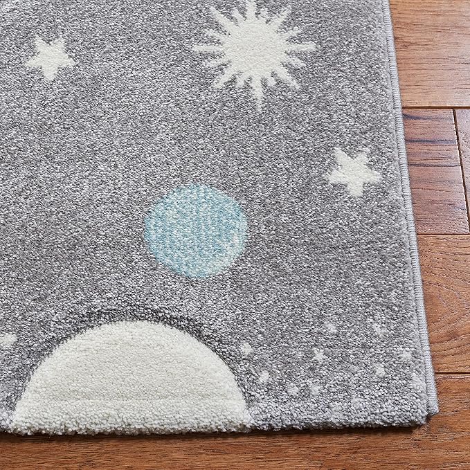 SAFAVIEH Carousel Kids Collection Area Rug - 5'3" x 7'6", Grey & Lavender, Non-Shedding & Easy Care, Ideal for High Traffic Areas for Boys & Girls in Playroom, Nursery, Bedroom (CRK103F)