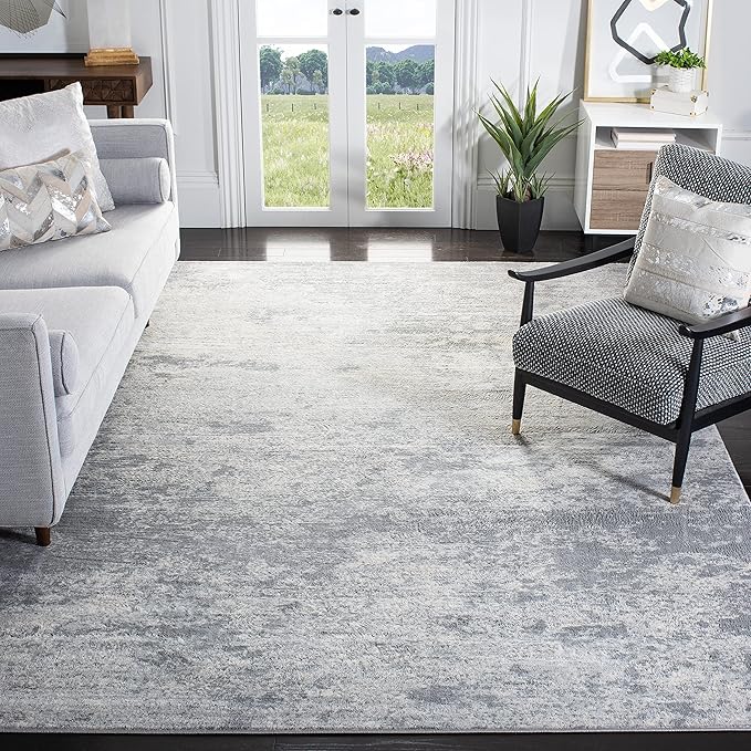 SAFAVIEH Brentwood Collection Area Rug - 10' x 13', Grey & Ivory, Modern Abstract Design, Non-Shedding & Easy Care, Ideal for High Traffic Areas in Living Room, Bedroom (BNT822H)