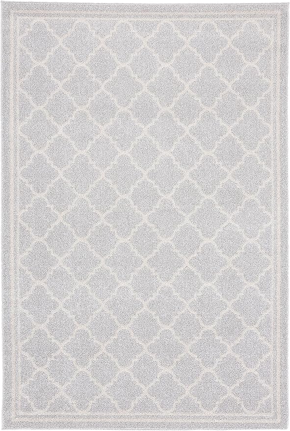 SAFAVIEH Amherst Collection X-Large Area Rug - 11' x 15', Light Grey & Beige, Moroccan Trellis Design, Non-Shedding & Easy Care, Ideal for High Traffic Areas in Living Room, Bedroom (AMT422B)
