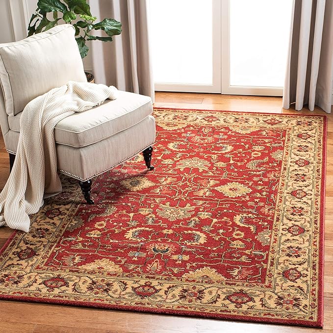 SAFAVIEH Mahal Collection 9' x 12' Red Beige MAH693Q Traditional Oriental Non-Shedding Living Room Bedroom Dining Home Office Area Rug