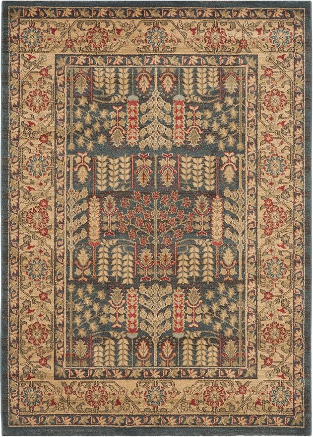 SAFAVIEH Mahal Collection Area Rug - 5'1" Square, Navy & Natural, Non-Shedding & Easy Care, Ideal for High Traffic Areas in The Living Room, Dining, Bedroom (MAH697E)