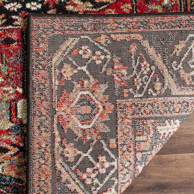 SAFAVIEH Vintage Hamadan Collection Area Rug - 9' Square, Red & Multi, Oriental Traditional Persian Design, Non-Shedding & Easy Care, Ideal for High Traffic Areas in Living Room, Bedroom (VTH215A)