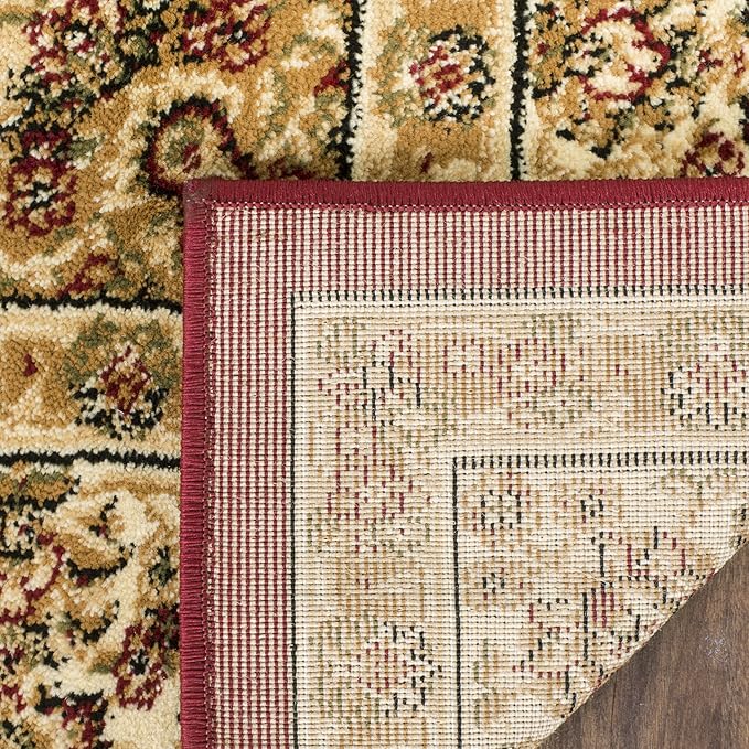 SAFAVIEH Lyndhurst Collection Accent Rug - 3'3" x 5'3", Red & Ivory, Oriental Medallion Design, Non-Shedding & Easy Care, Ideal for High Traffic Areas in Entryway, Living Room, Bedroom (LNH222B)