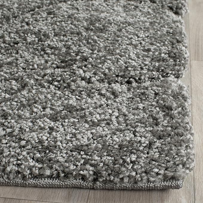 SAFAVIEH Florida Shag Collection Accent Rug - 4' x 6', Grey & Beige, Floral Design, Non-Shedding & Easy Care, 1.2-inch Thick Ideal for High Traffic Areas in Entryway, Living Room, Bedroom (SG464-8013)