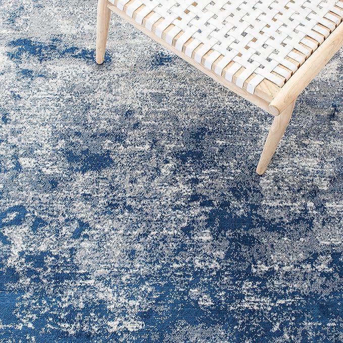 SAFAVIEH Brentwood Collection X-Large Area Rug - 12' x 18', Grey & Navy, Modern Abstract Design, Non-Shedding & Easy Care, Ideal for High Traffic Areas in Living Room, Bedroom (BNT822G)