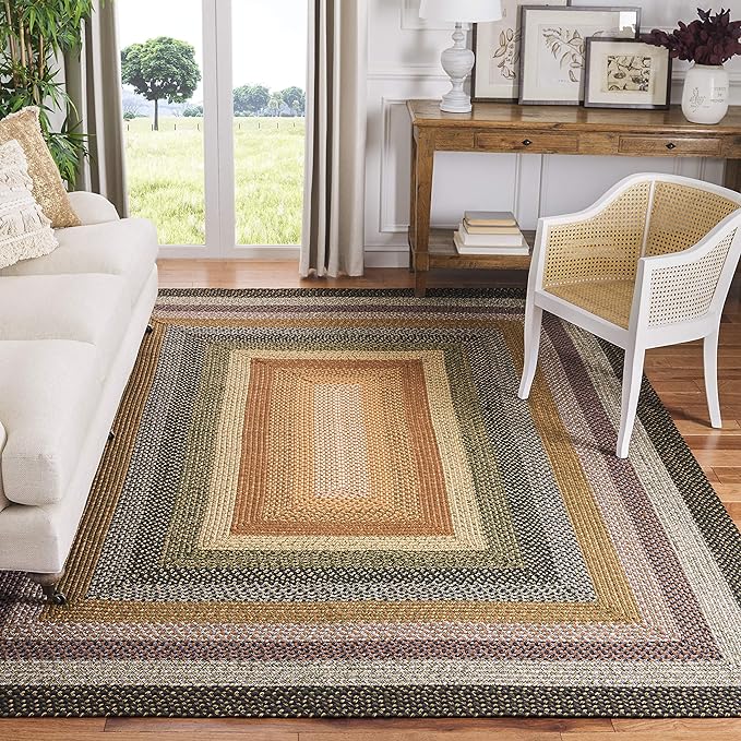 SAFAVIEH Washable Rug Outdoor Braided Collection - 9' x 12', Multi, Handmade & Reversible, Non-Shedding & Easy to Clean, Ideal for Patio, Backyard, Mudroom (BRD308A)