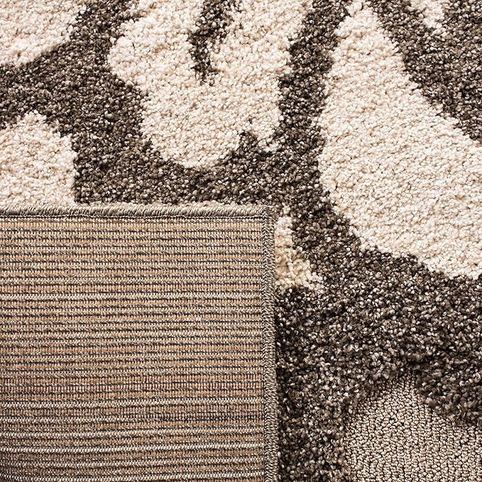 SAFAVIEH Florida Shag Collection Area Rug - 6' x 9', Smoke & Beige, Floral Design, Non-Shedding & Easy Care, 1.2-inch Thick Ideal for High Traffic Areas in Living Room, Bedroom (SG464-7913)