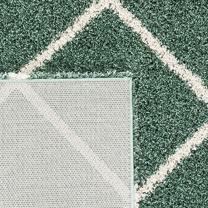 SAFAVIEH Hudson Shag Collection Area Rug - 8' x 10', Green & Ivory, Modern Trellis Design, Non-Shedding & Easy Care, 2-inch Thick Ideal for High Traffic Areas in Living Room, Bedroom (SGH281Y)