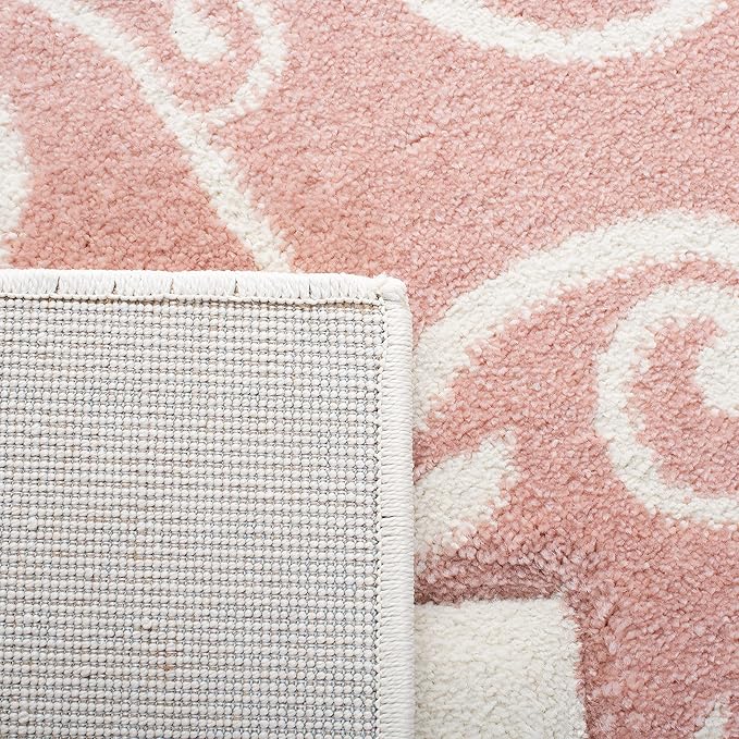 SAFAVIEH Carousel Kids Collection Accent Rug - 3'3" x 5'3", Ivory & Pink, Non-Shedding & Easy Care, Ideal for High Traffic Areas for Boys & Girls in Playroom, Nursery, Bedroom (CRK163A)
